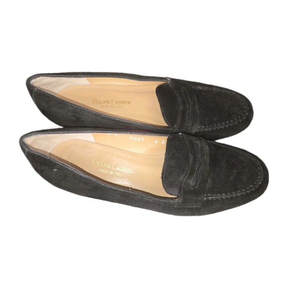 Ralph Lauren Purple Label Black Suede Loafers - Picture 2 of 7